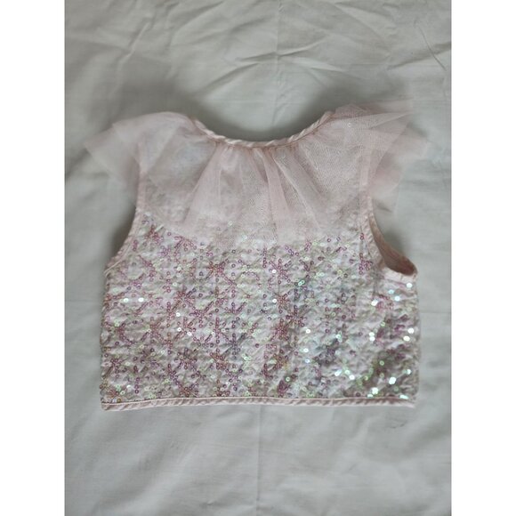 Disney Girls Tulle Flutter Sleeve Cropped Sequined Snowflakes Vest Size 9/10 - Picture 5 of 9